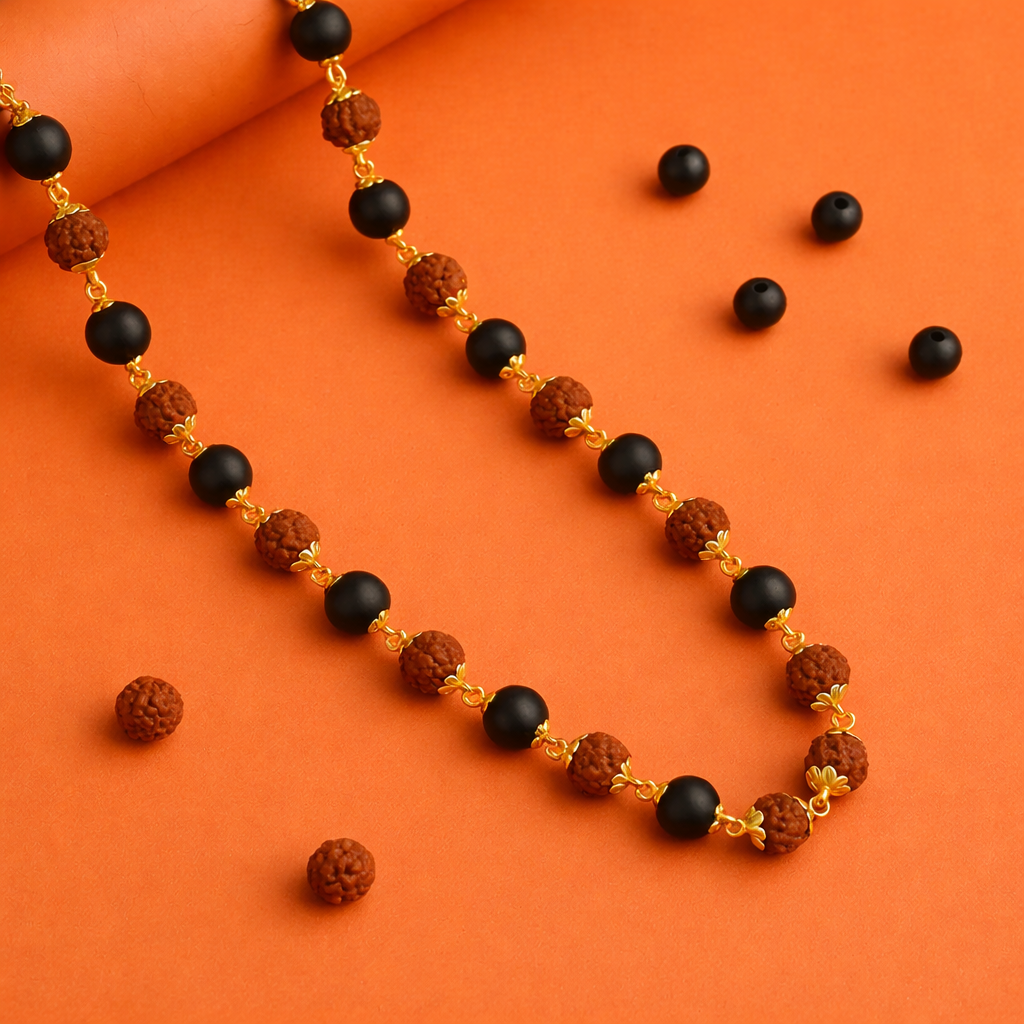 Karungali Rudraksha Malai Gold Plated Necklace