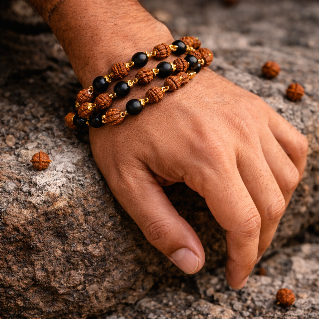Karungali Rudraksha Malai Gold Plated Necklace