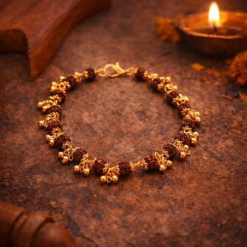 Gold Plated Rudraksha Bracelet For Women