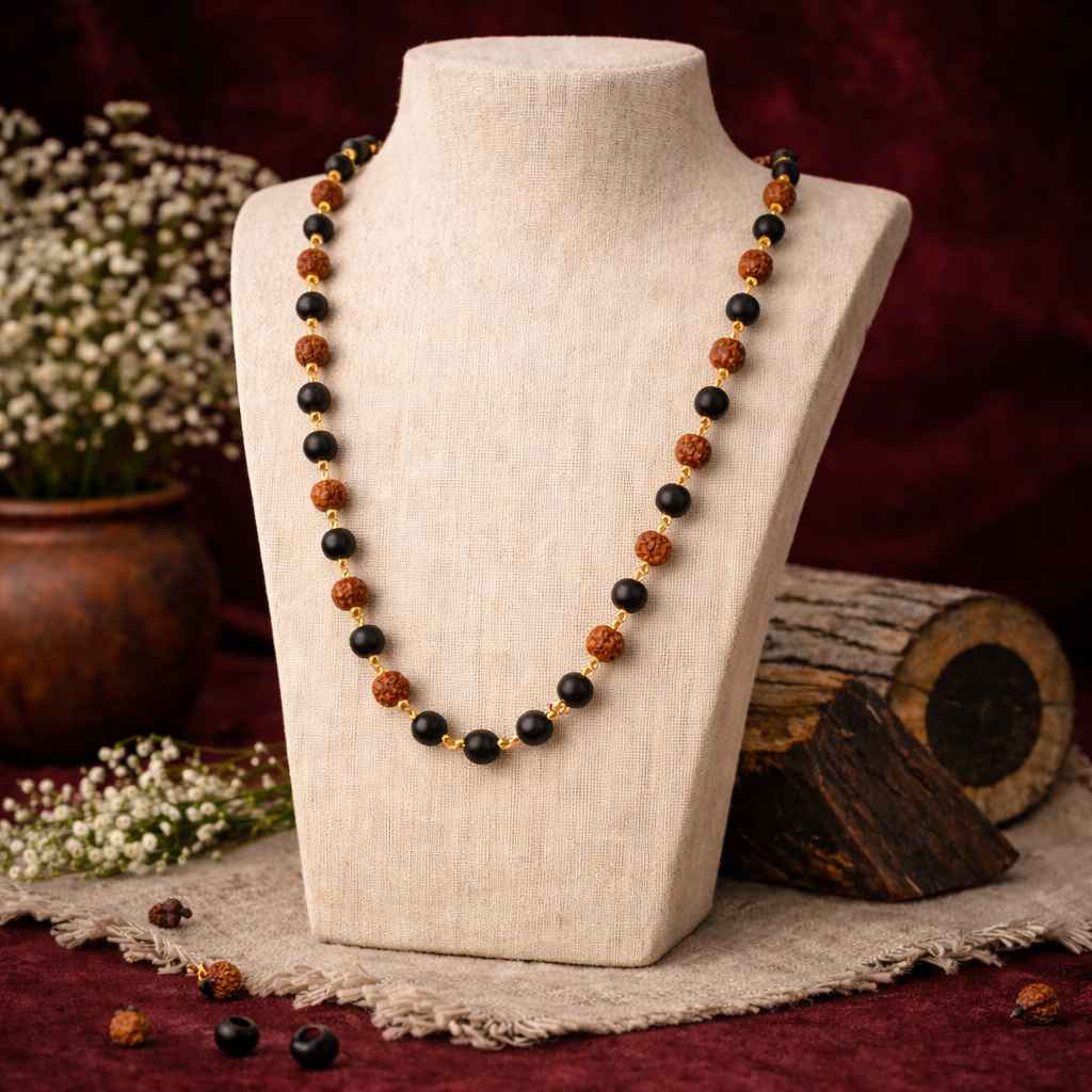 Karungali Rudraksha Malai Gold Plated Necklace