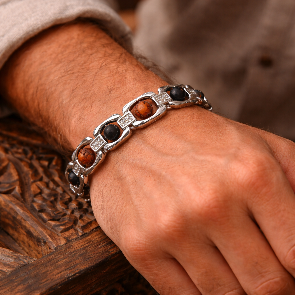 Silver Plated Rudraksha Karungali Bracelet
