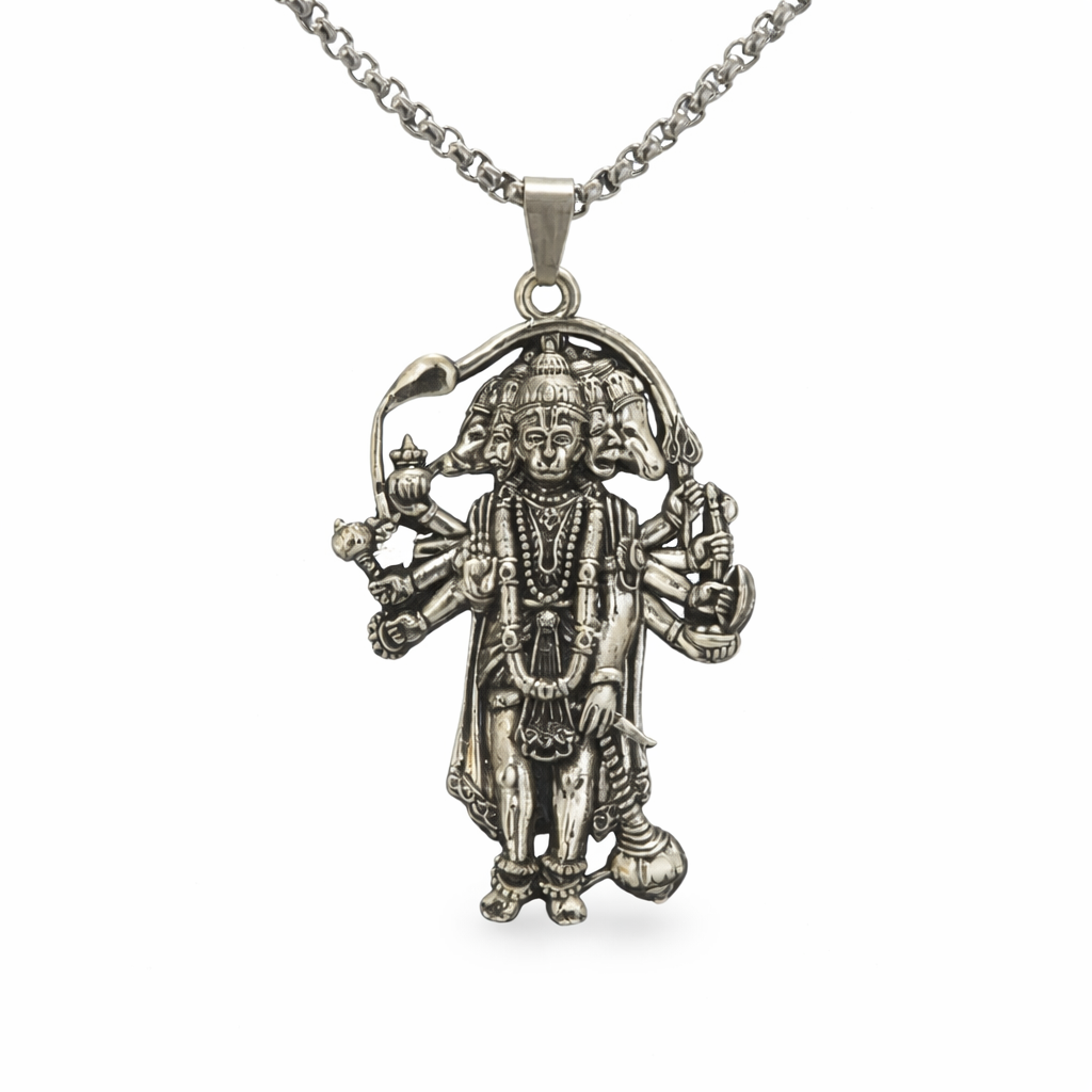 Panchmukhi Hanuman Necklace (Silver Plated)
