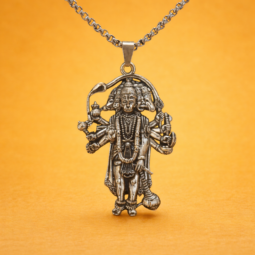Panchmukhi Hanuman Necklace (Silver Plated)