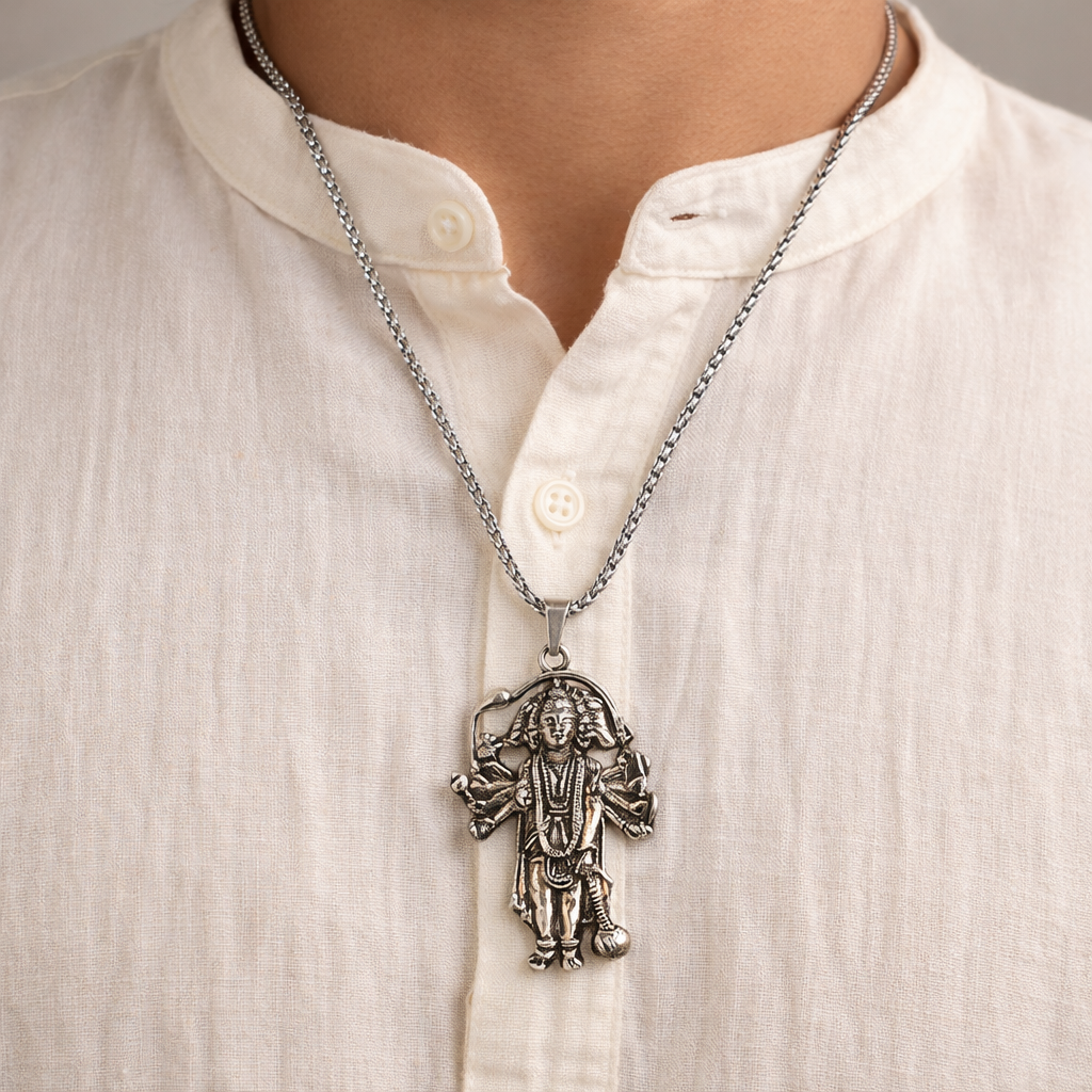 Panchmukhi Hanuman Necklace (Silver Plated)