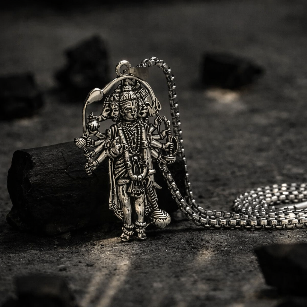 Panchmukhi Hanuman Necklace (Silver Plated)