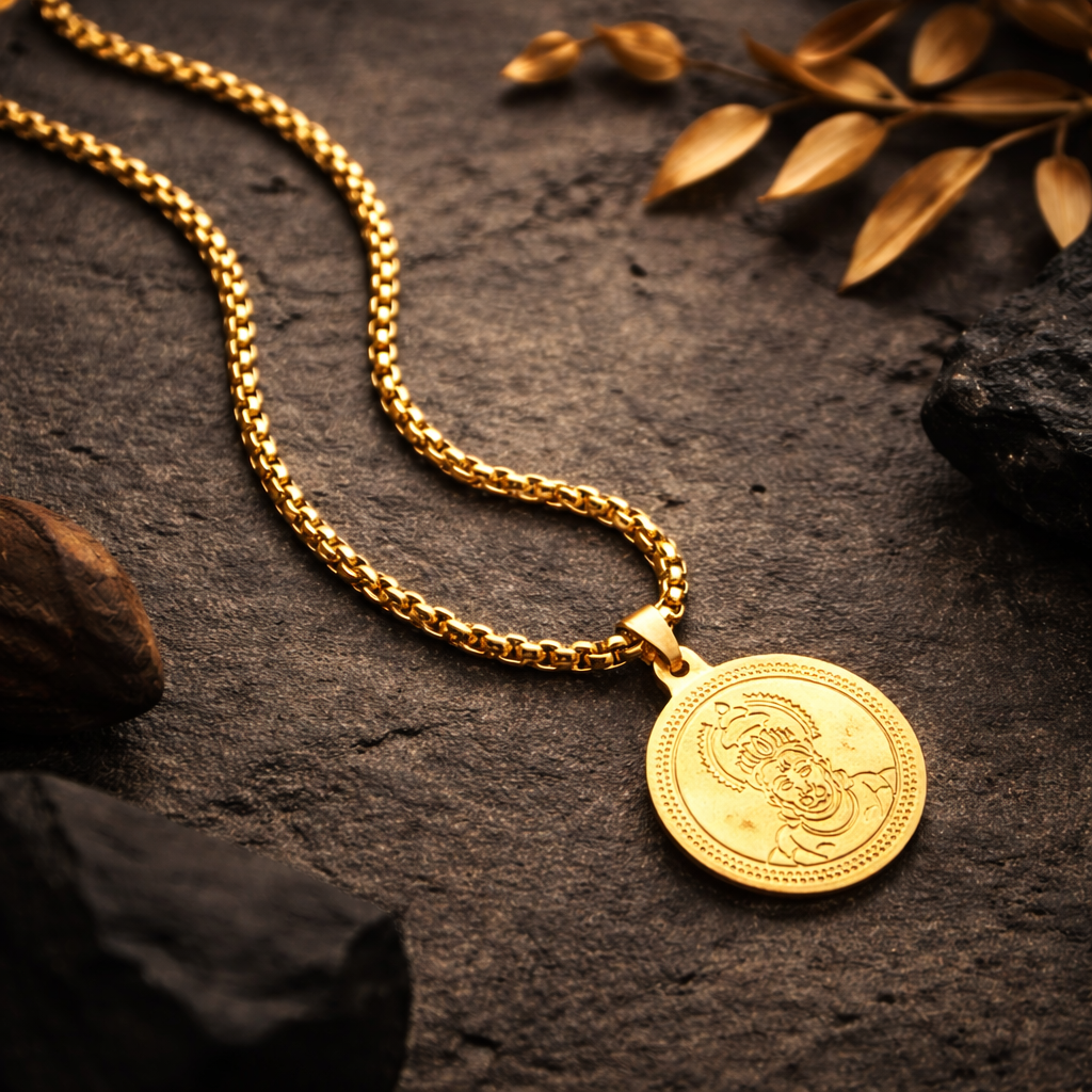 Hanuman Ji Coin Necklace (Gold Plated)