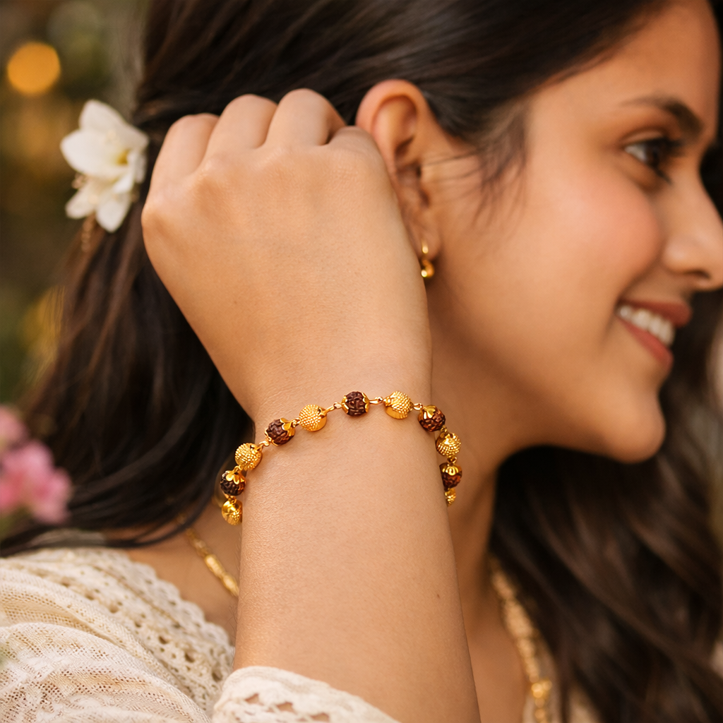 Rudraksha Bracelet for Women (Gold Plated)
