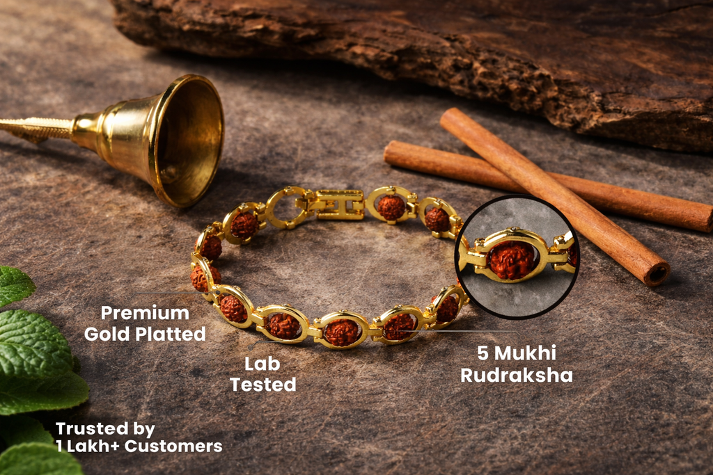 Gold Plated Round Rudraksha Bracelet