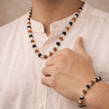 Rudraksha Karungali Mala + Bracelet Combo (Silver Plated)