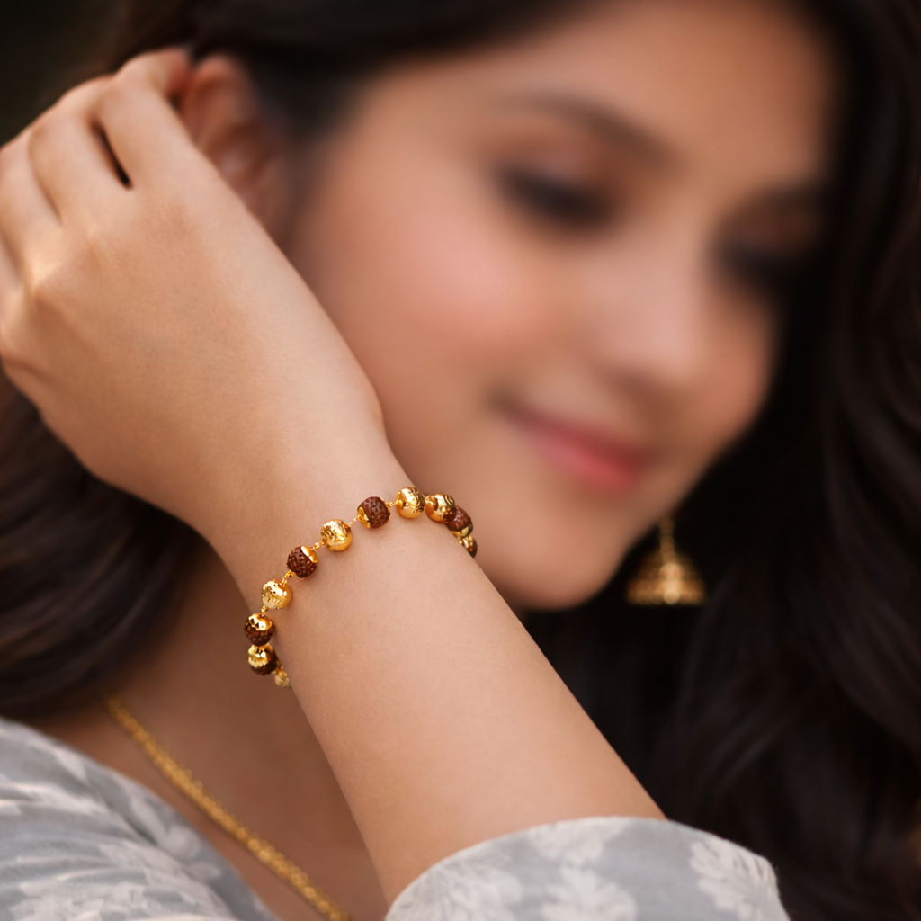 Rudraksha Bracelet for Women (Gold Plated)