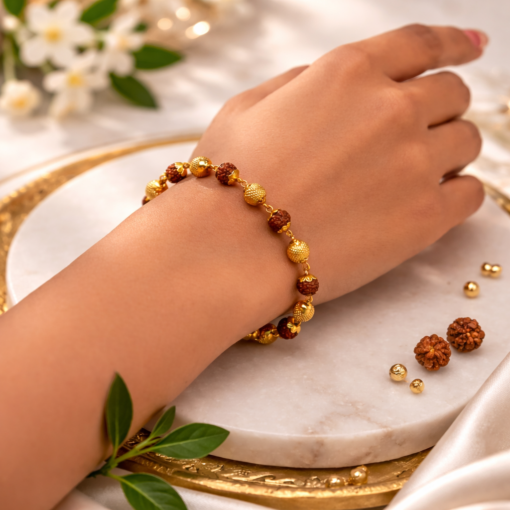 Rudraksha Bracelet for Women (Gold Plated)