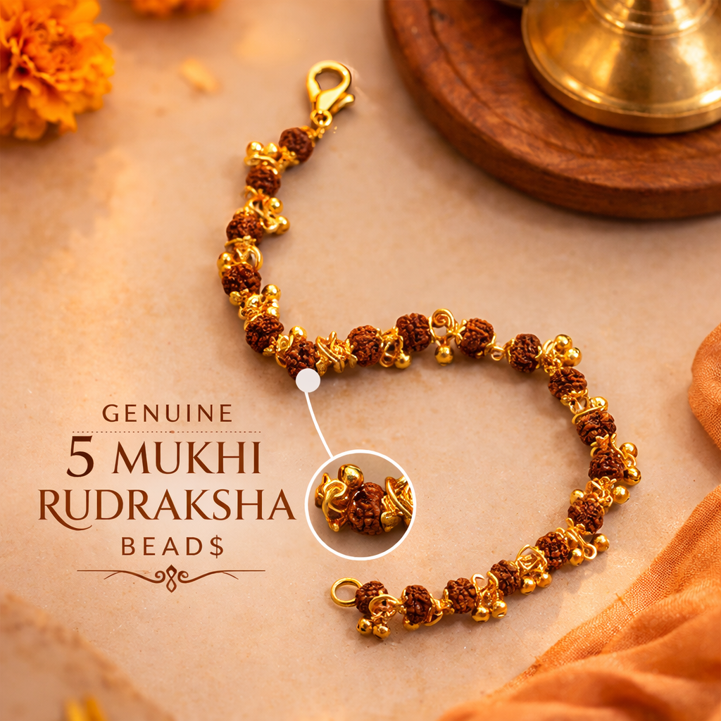 Gold Plated Rudraksha Bracelet For Women