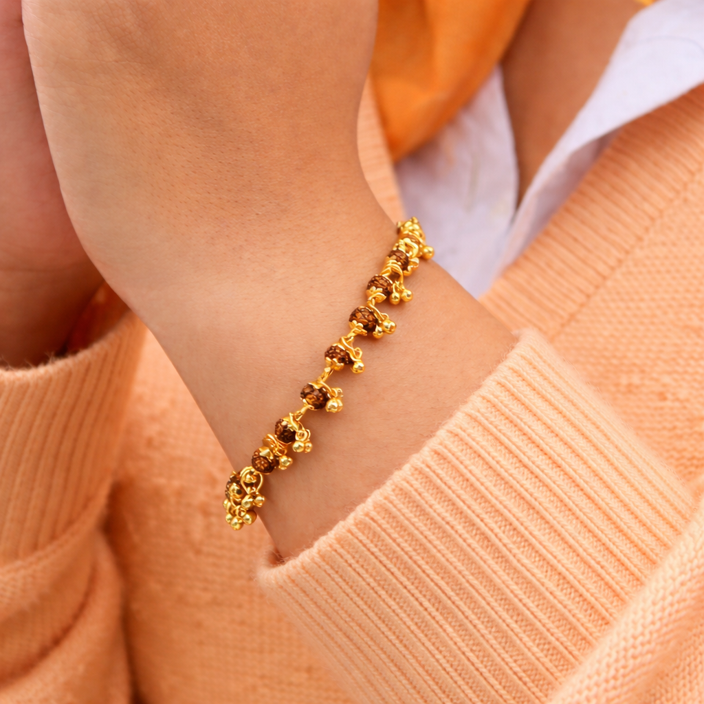 Gold Plated Rudraksha Bracelet For Women