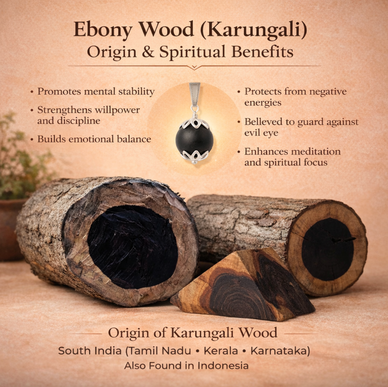 Karungali Malai Silver Cap Necklace