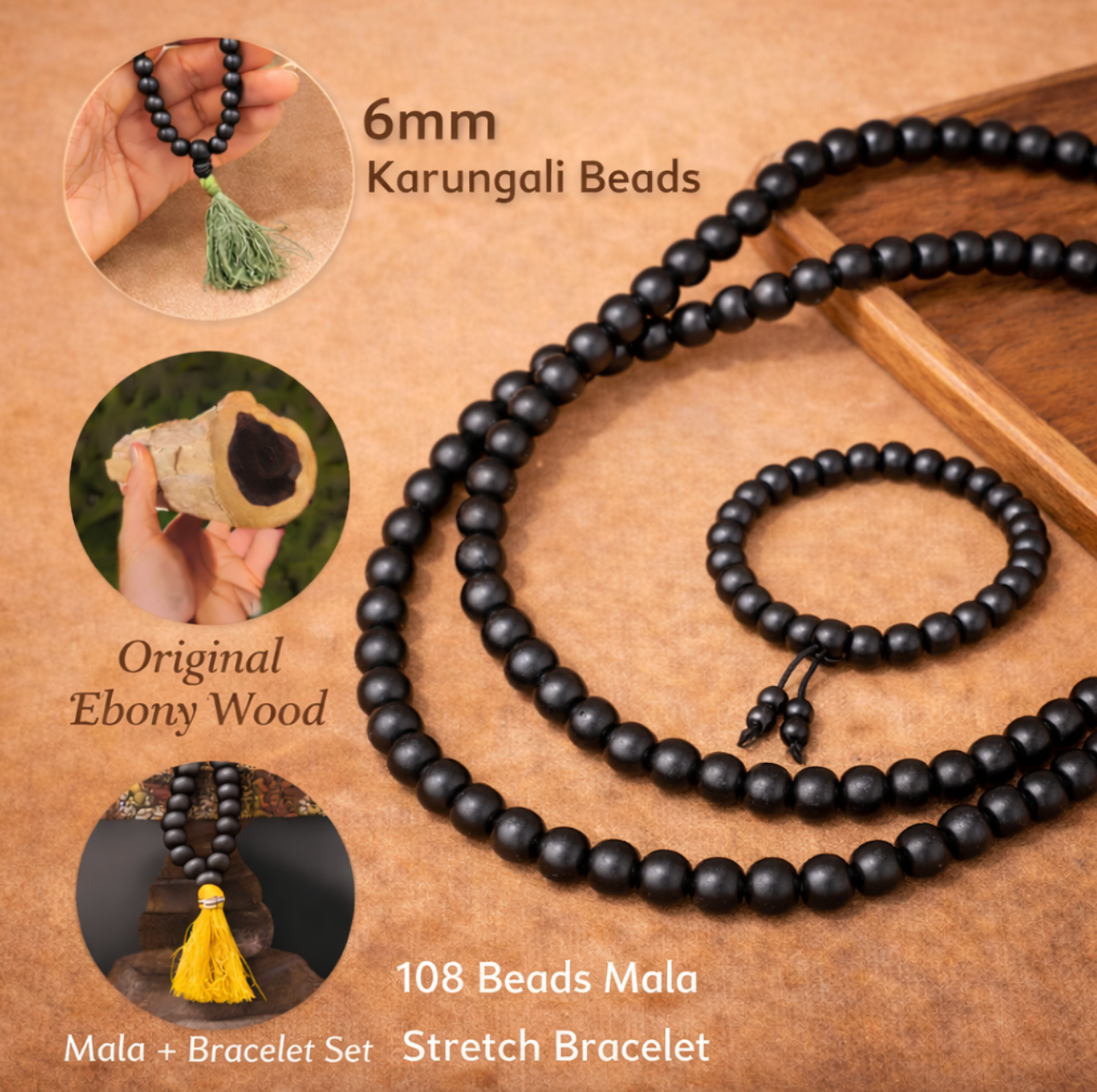 Karungali Malai 108-Beads & Karungali Malai Bracelet Combo