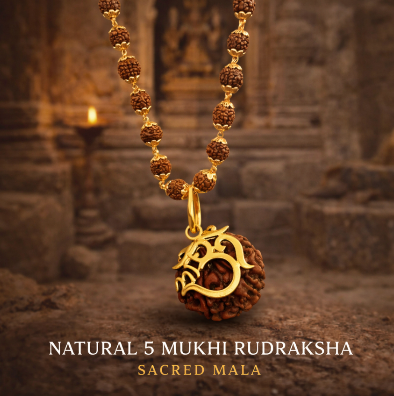 Om Rudraksha Necklace Design (Gold Plated)