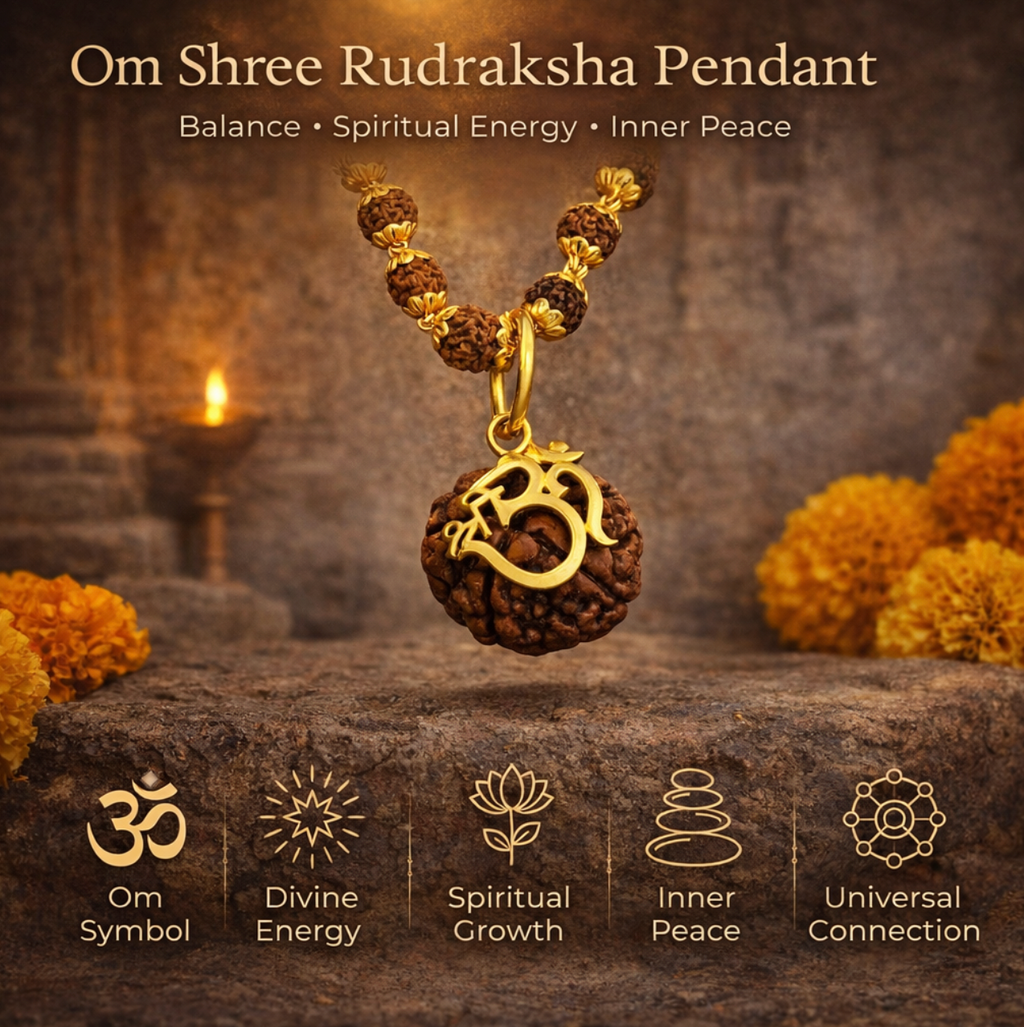 Om Rudraksha Necklace Design (Gold Plated)